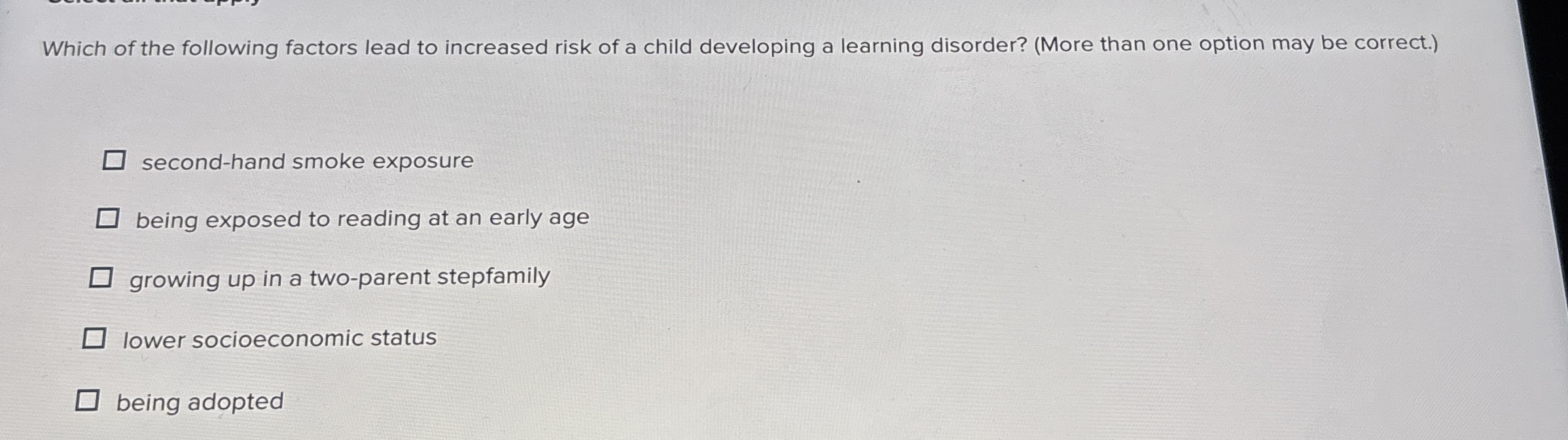 Solved Which of the following factors lead to increased risk | Chegg.com