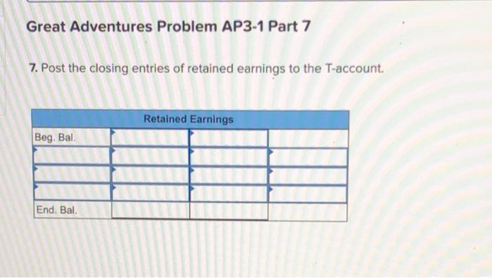 Solved Great Adventures Problem AP3-1 [The following | Chegg.com