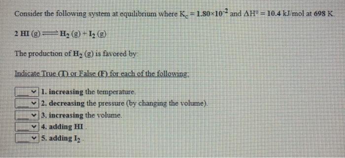 Solved Consider the following system at equilibrium where | Chegg.com