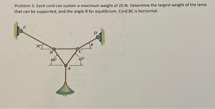 Solved Problem 1: Each Cord Can Sustain A Maximum Weight Of | Chegg.com