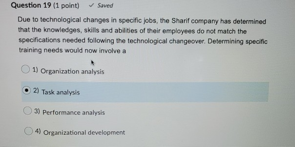 Solved Question 19 (1 point) Saved Due to technological | Chegg.com