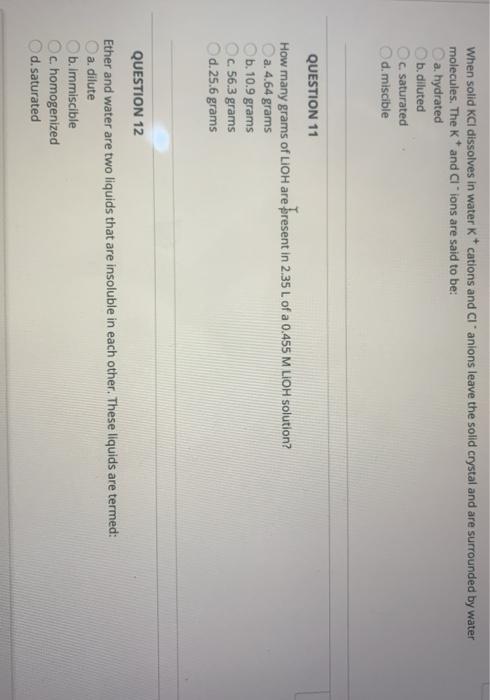 Kcl Dissolved In Water Diagram