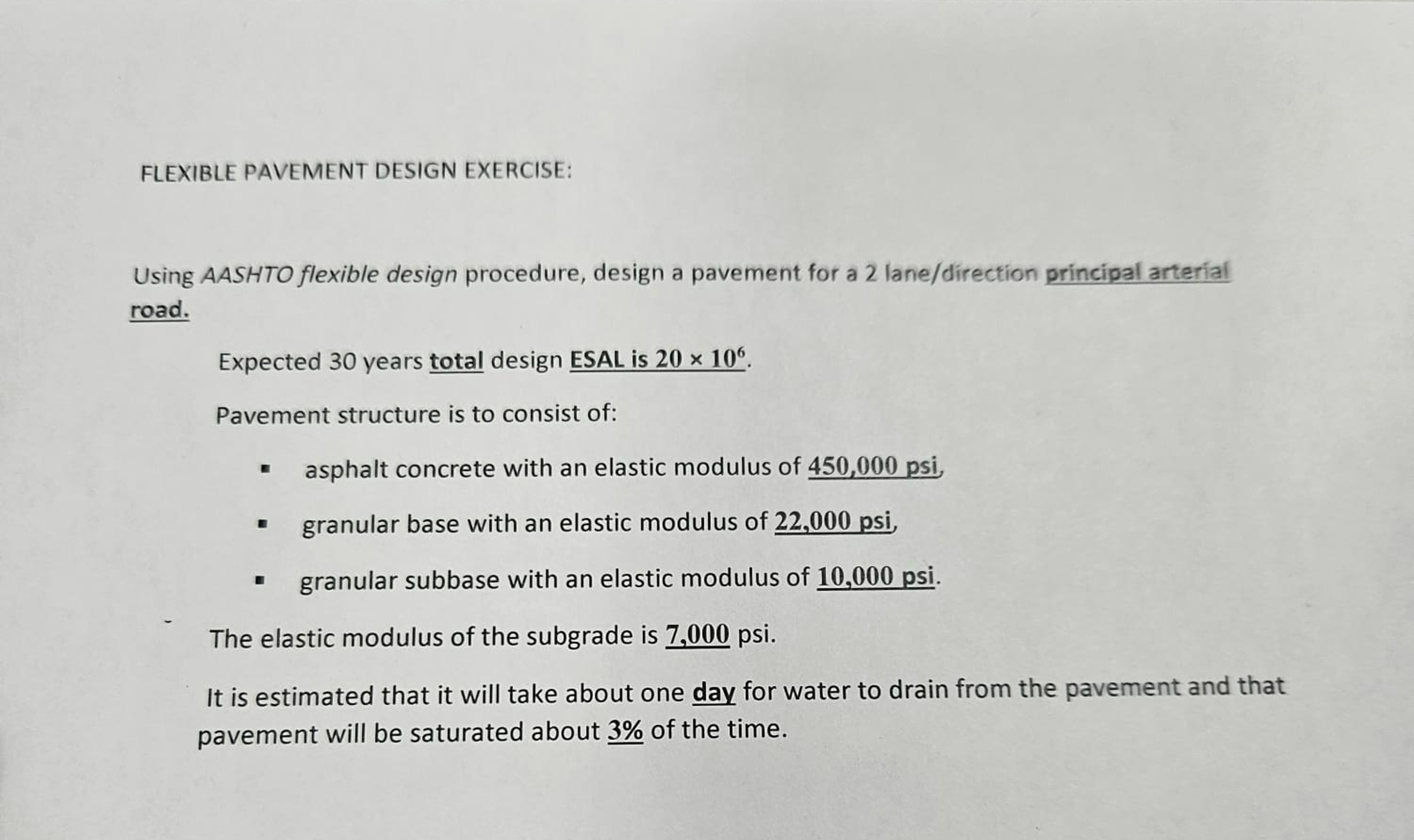 Solved FLEXIBLE PAVEMENT DESIGN EXERCISE:Using AASHTO | Chegg.com