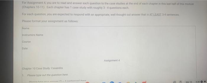 For Assignment 4. you are to read and answer each | Chegg.com