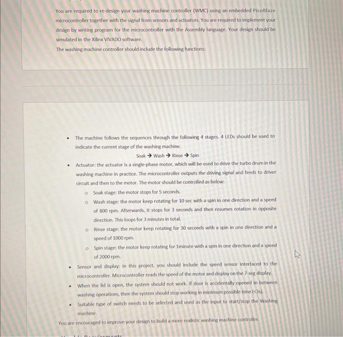 Solved You are required to te-design your washing machine | Chegg.com