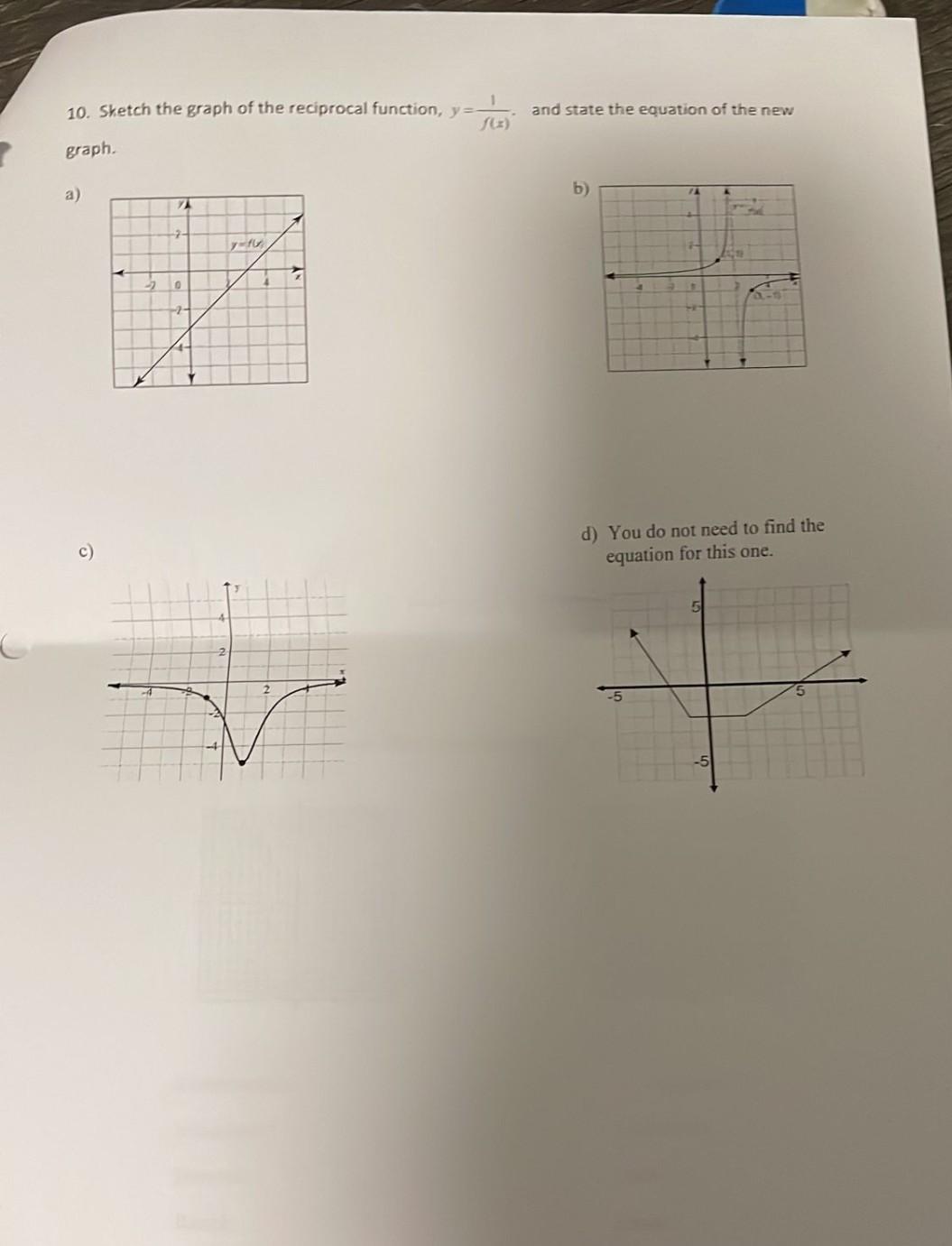 Solved 10. Sketch the graph of the reciprocal function, | Chegg.com