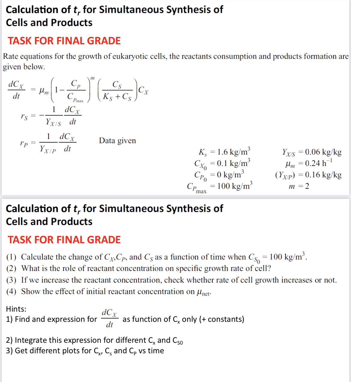 Solved Calculation of tr ﻿for Simultaneous Synthesis of | Chegg.com