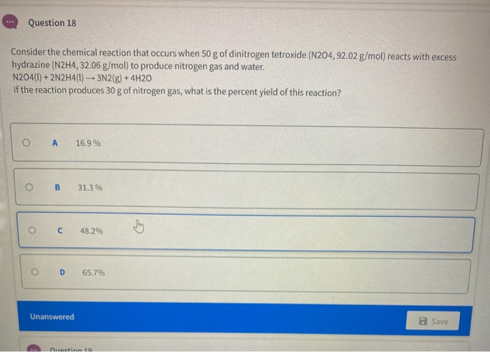 Solved Question 18 Consider the chemical reaction that | Chegg.com