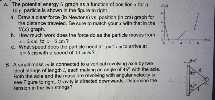 Solved U(U) 6 4 A. The potential energy U graph as a | Chegg.com