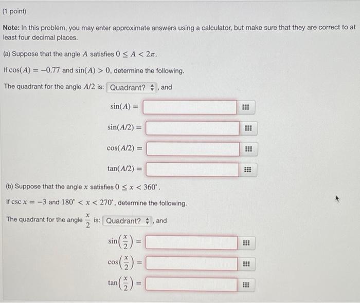 Solved (1 point) Note: In this problem, you may enter | Chegg.com