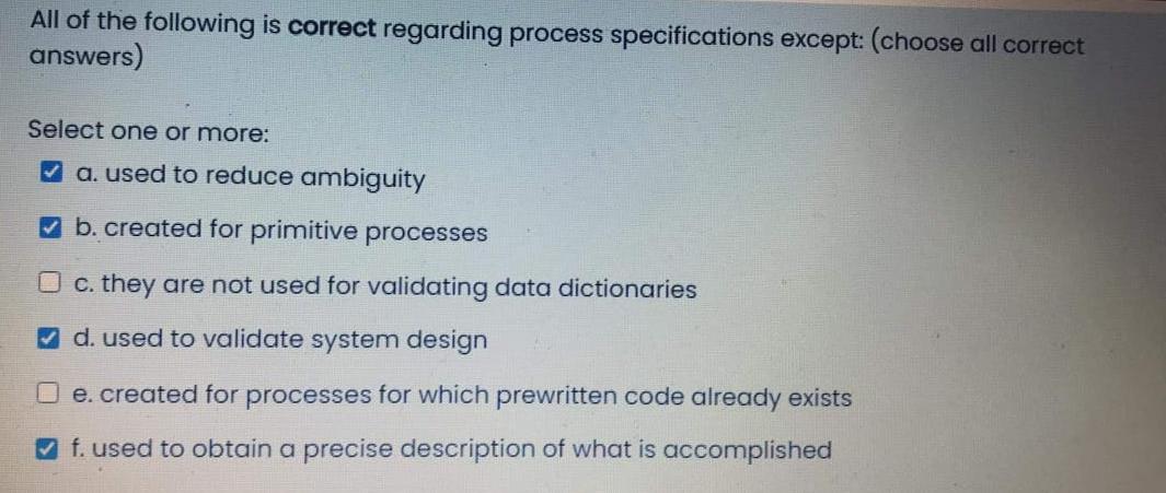 Solved All of the following is correct regarding process | Chegg.com