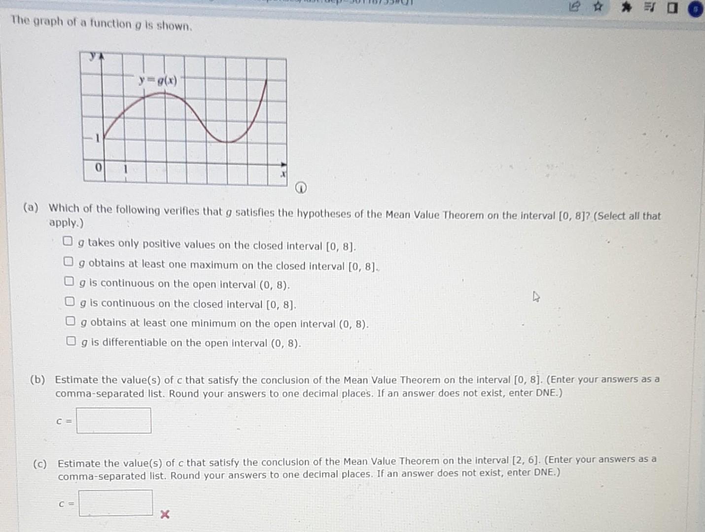 Solved The graph of a function g is shown. (a) Which of the | Chegg.com