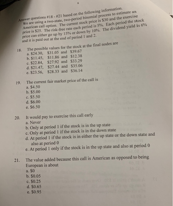 Solved Answer questions #18 - #21 based on the following | Chegg.com