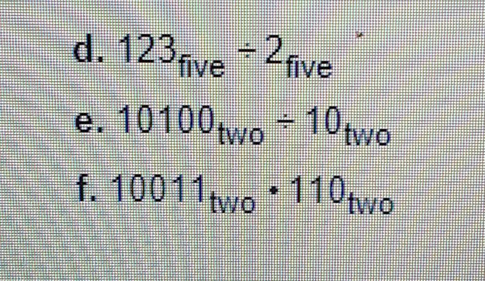 Solved Perform each of these operations using the bases | Chegg.com