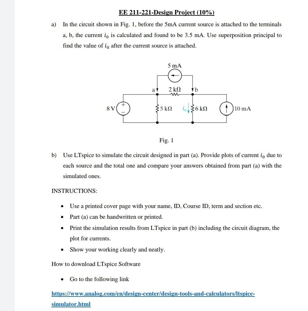 Solved a) In the circuit shown in Fig. 1, before the 5 mA | Chegg.com