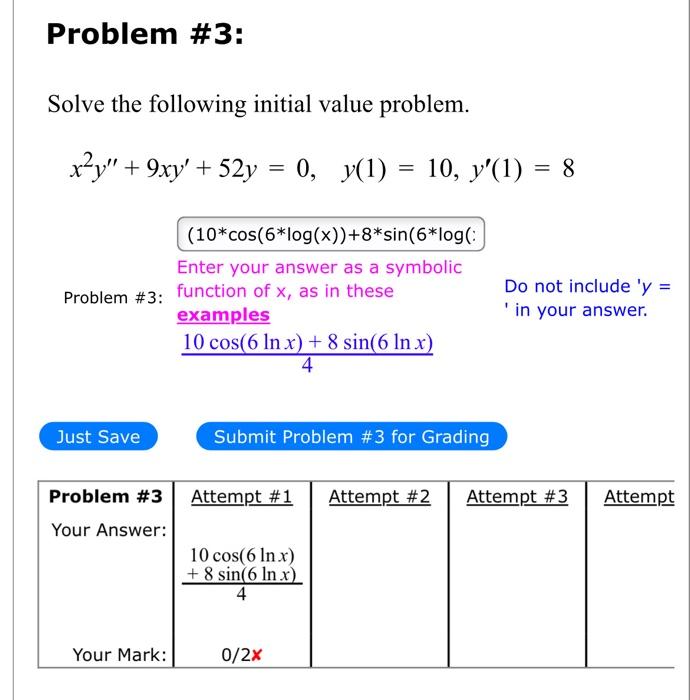 Solved Solve The Following Initial Value Problem