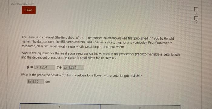 Solved The famous iris dataset (the first sheet of the | Chegg.com