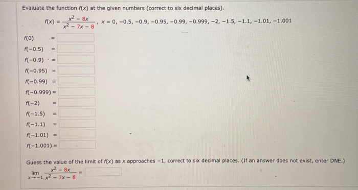 Solved: Evaluate The Function F(x) At The Given Numbers (c... | Chegg.com