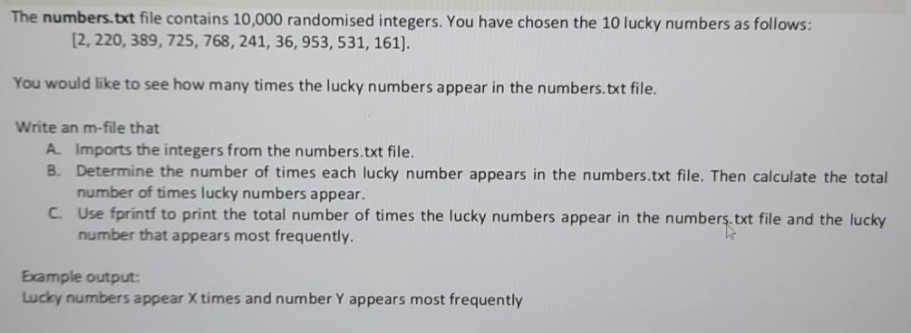 Solved The numbers.txt file contains 10,000 randomised | Chegg.com