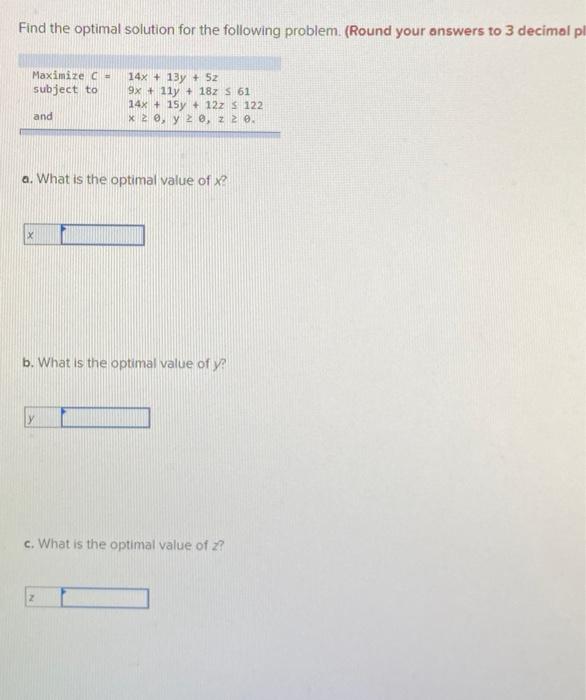 Solved Find the optimal solution for the following problem. | Chegg.com