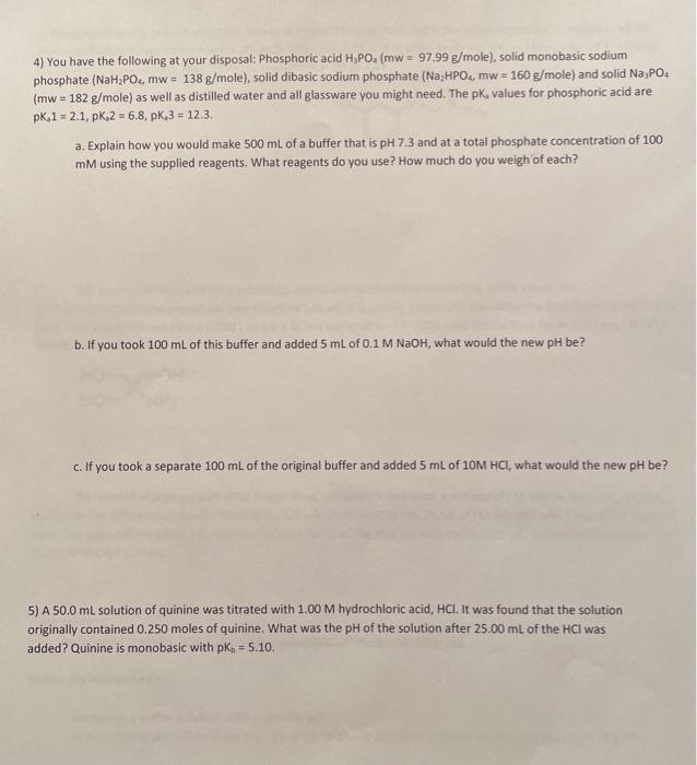 Solved SCHM 3100_02 Summer 2020 Buffer Problems Worksheet 1)