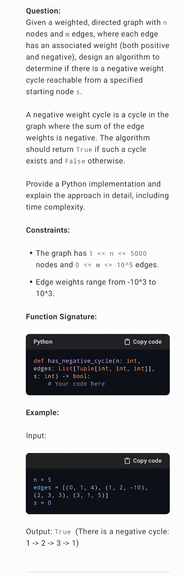 Solved Question:Given a weighted, directed graph with n | Chegg.com