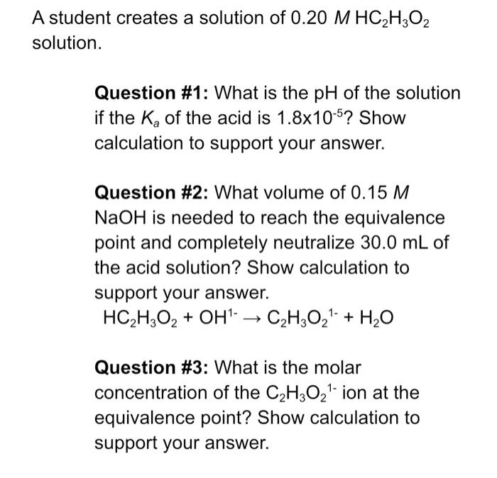 Solved Question #3: What is the molar concentration of the | Chegg.com