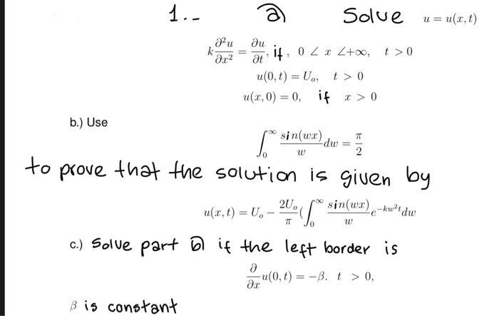 Solved 1 Solve U U X T Au K Ar2 Au At It 0 2 X Z Chegg Com