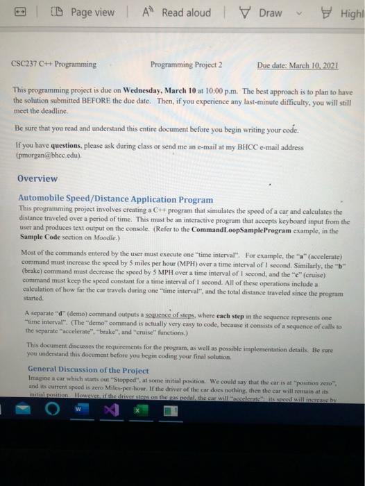 Solved ID Page view l A Read aloud Draw High CSC237 C# | Chegg.com