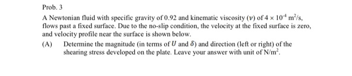 Solved Prob. 3 A Newtonian fluid with specific gravity of | Chegg.com