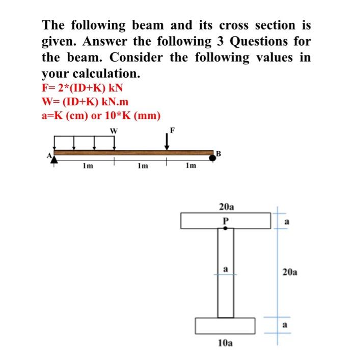 Solved The following beam and its cross section is given. | Chegg.com