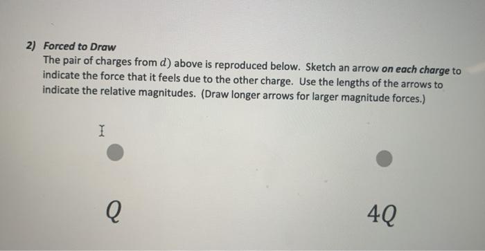 Solved 2) Forced to Draw The pair of charges from d) above | Chegg.com