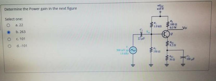 Solved Determine the Power gain in the next figure +15V | Chegg.com