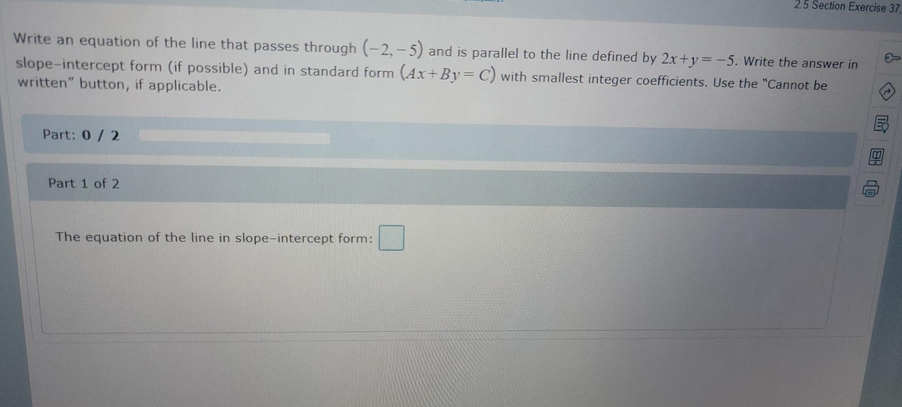 Solved 2.5 Section Exercise 37 Write an equation of the line | Chegg.com
