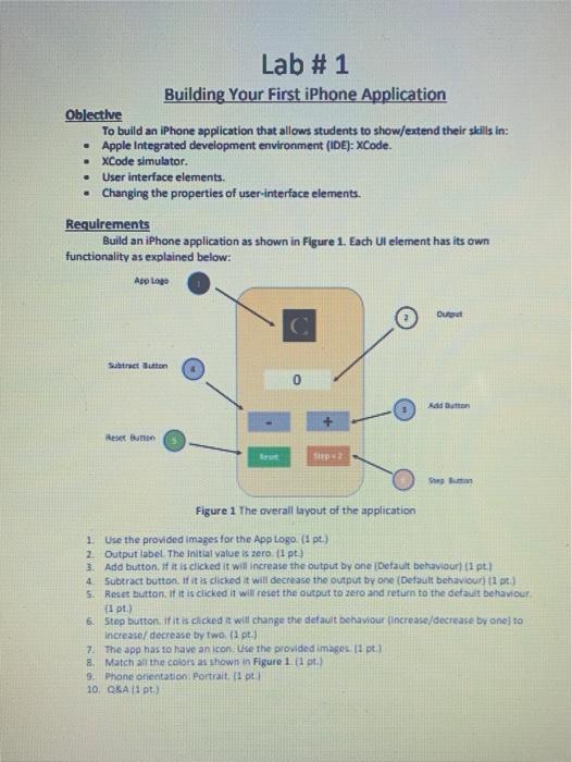 Lab # 1 Building Your First iPhone Application | Chegg.com
