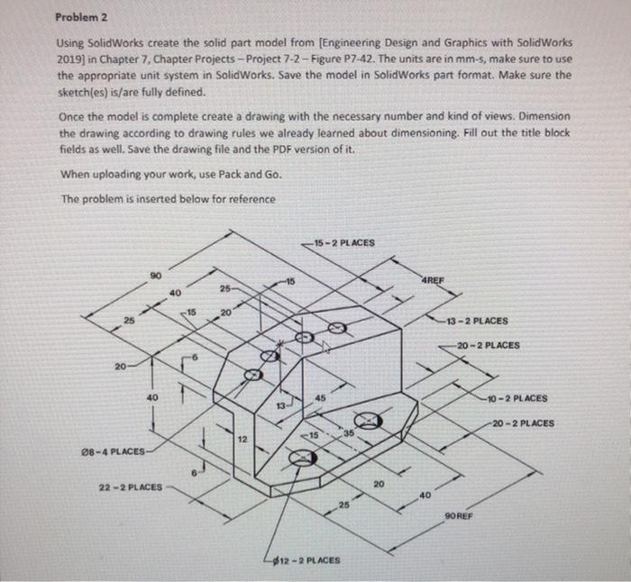 Solved Problem 2 Using SolidWorks Create The Solid Part | Chegg.com