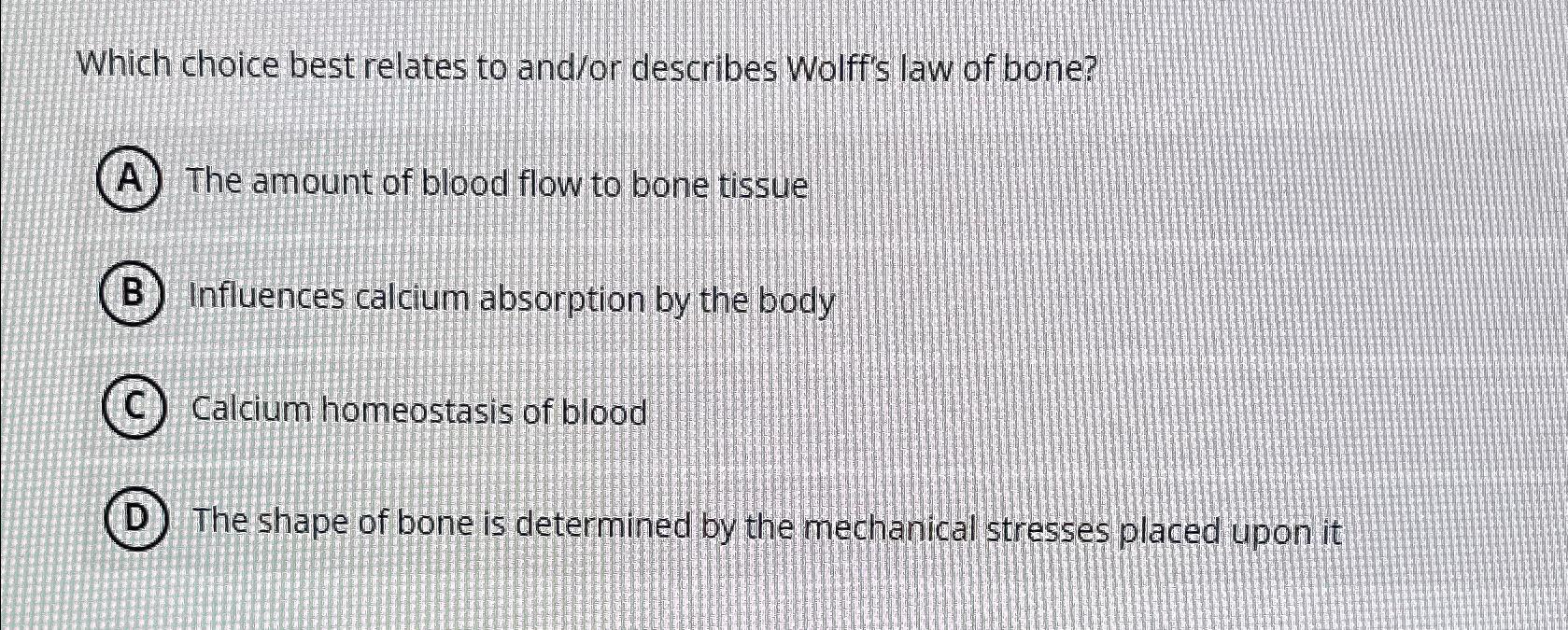 Solved Which choice best relates to and/or describes Wolff's
