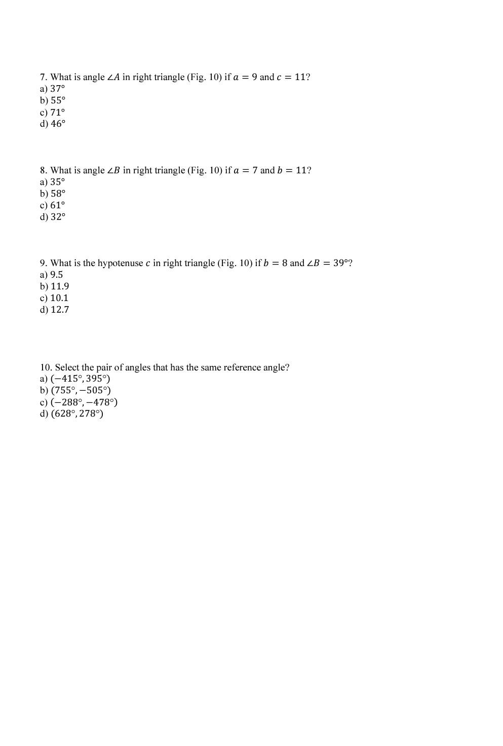 solved-7-what-is-angle-a-in-right-triangle-fig-10-if-chegg