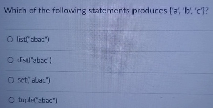 Solved Which of the following statements produces | Chegg.com