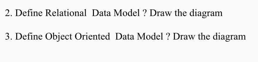 Solved 2. Define Relational Data Model ? Draw the diagram 3. | Chegg.com