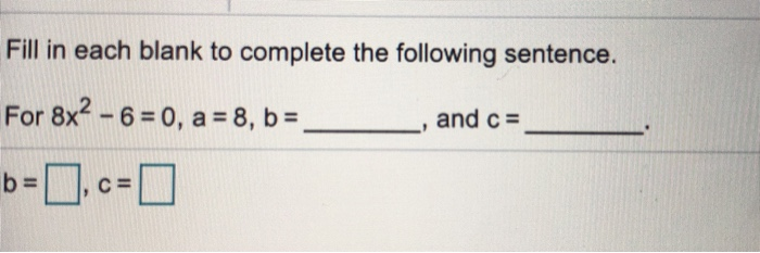 Solved Fill in each blank to complete the following | Chegg.com