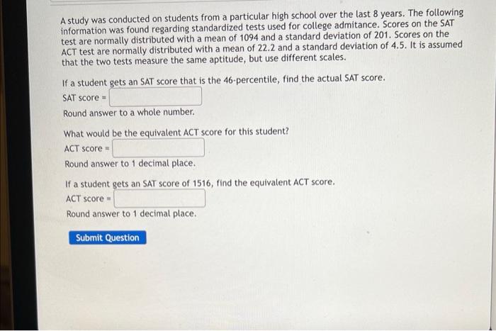 Solved A study was conducted on students from a particular | Chegg.com