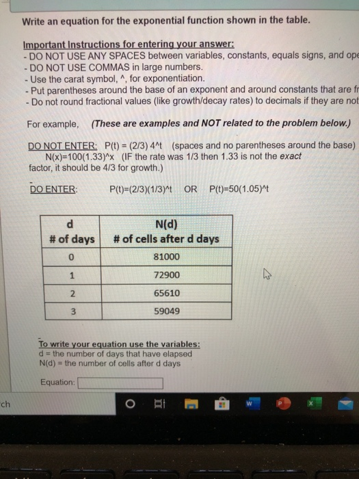 Solved write an equation for the exponential function shown | Chegg.com