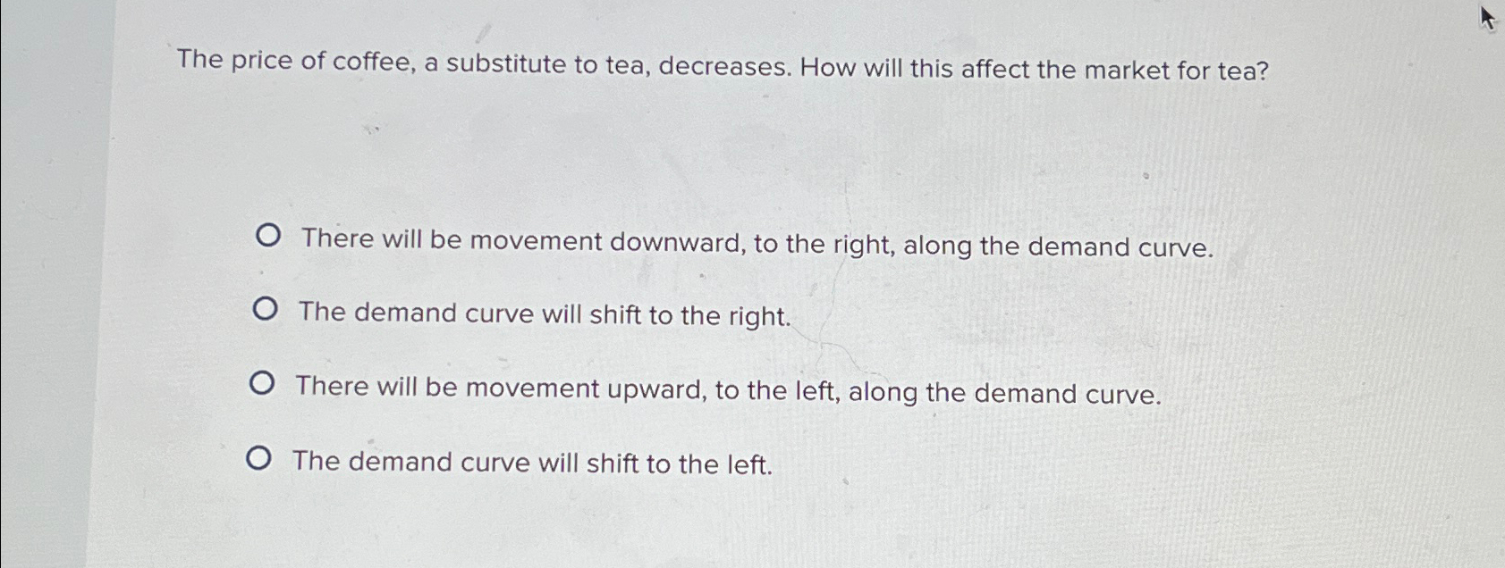 Solved The price of coffee, a substitute to tea, decreases.