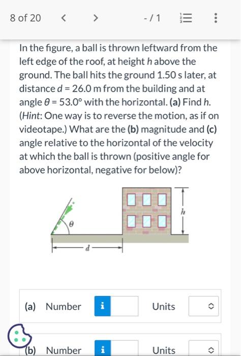 Solved In the figure, a ball is thrown leftward from the | Chegg.com