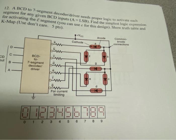 Solved 12. A BCD to 7-segment decoder/driver needs proper | Chegg.com