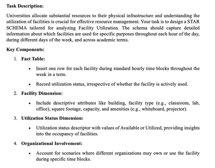 Solved please design this star schema and this some columns | Chegg.com