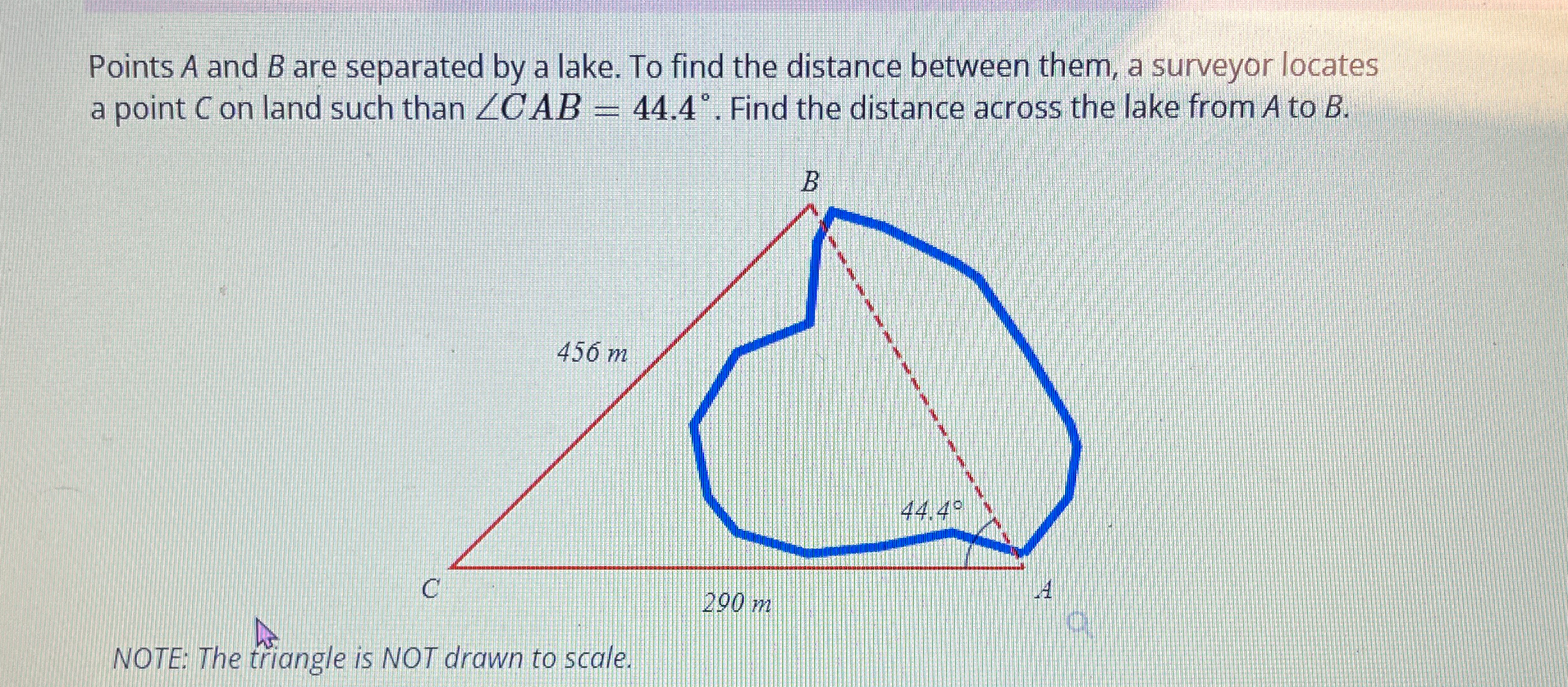 Solved Points A and B ﻿are separated by a lake. To find the | Chegg.com