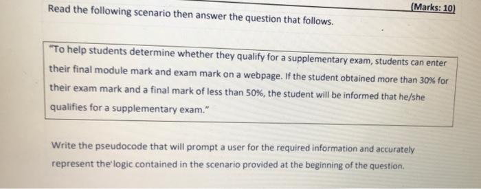 Solved Read the following scenario then answer the question | Chegg.com