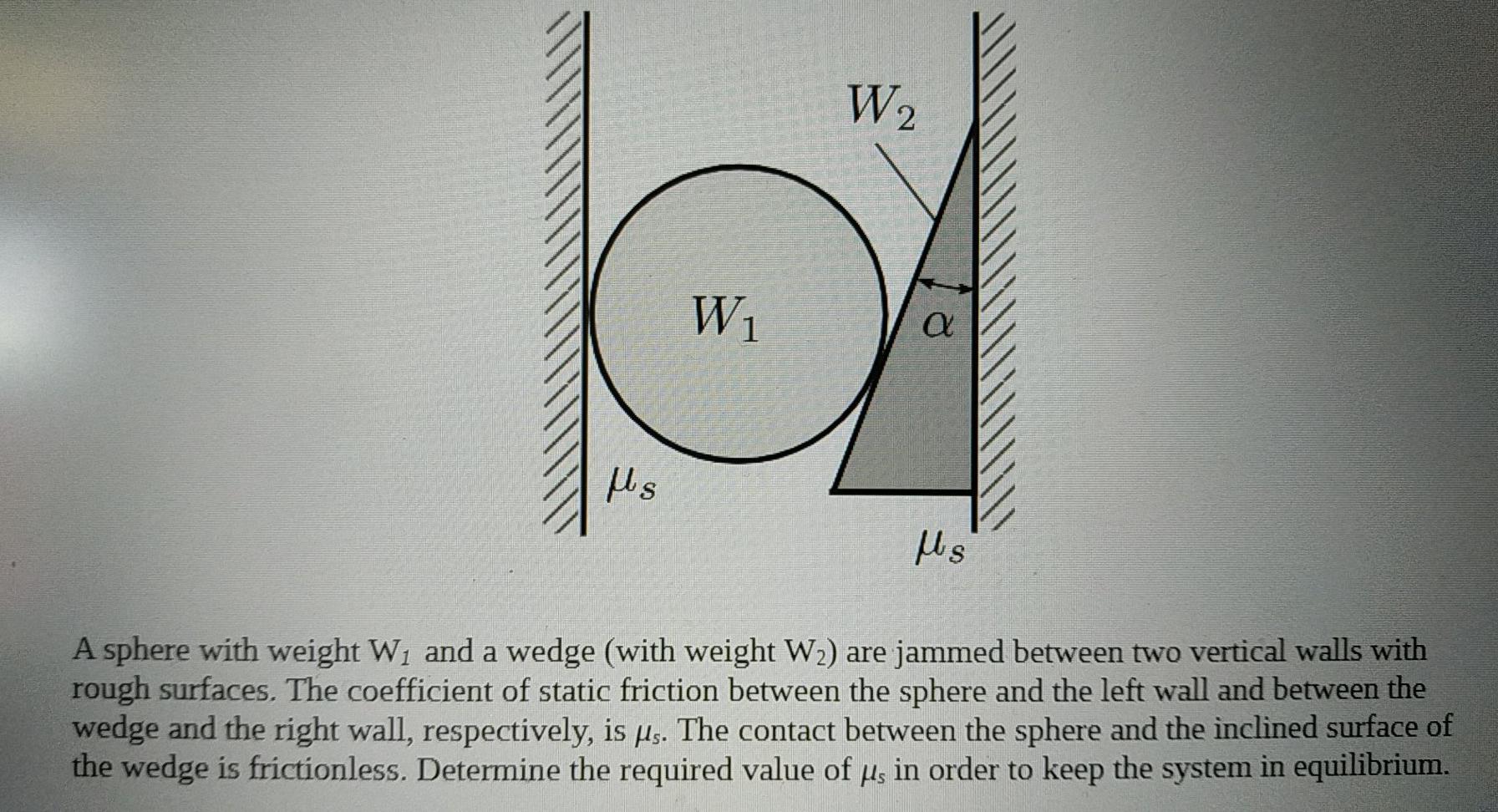 Solved W2 W1 a is μς A sphere with weight W1 and a wedge | Chegg.com